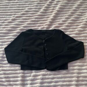 Black Button Up Cropped Sweater
